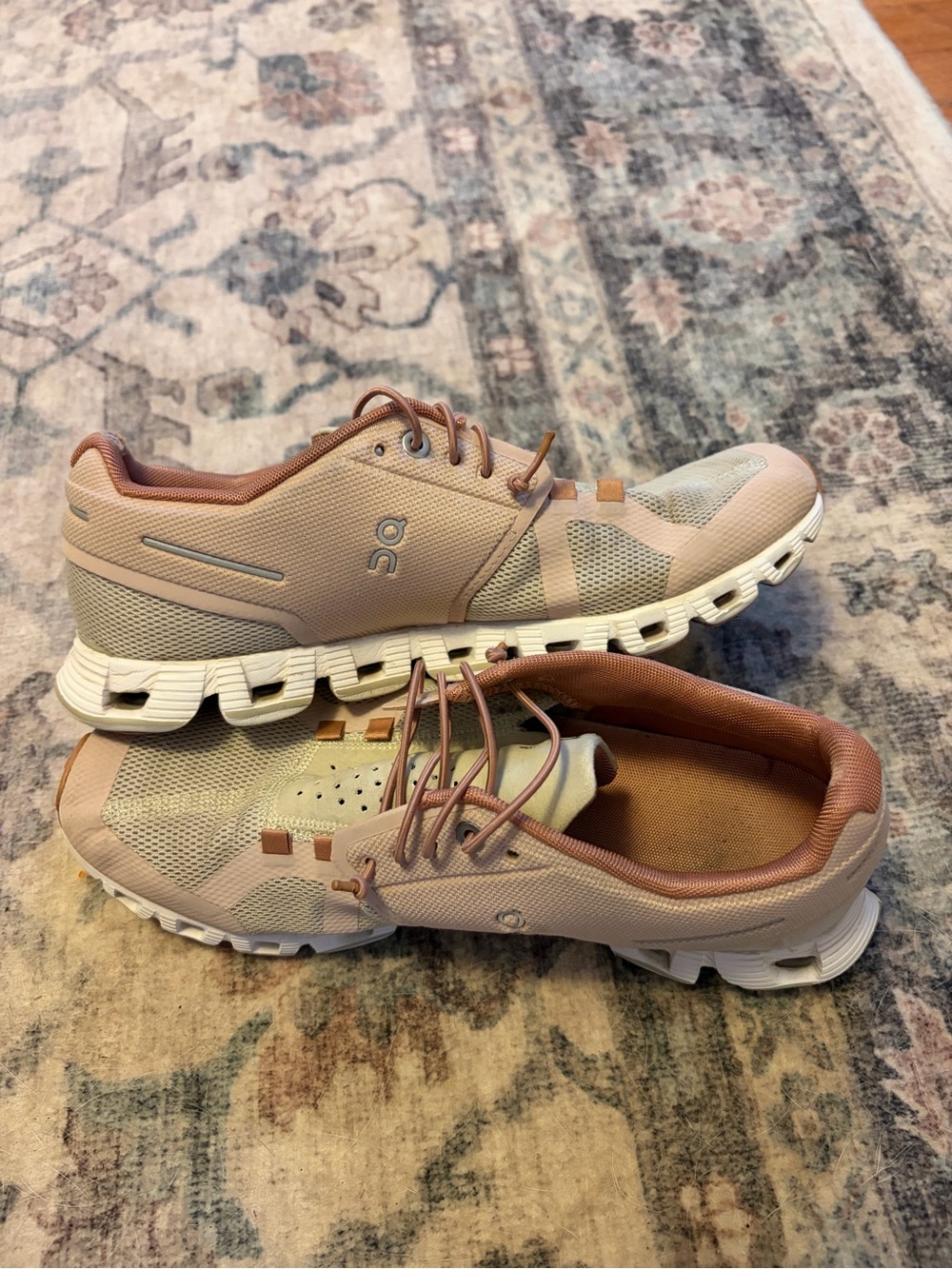 On Running womens Athletic Sneakers in Beige and Rose